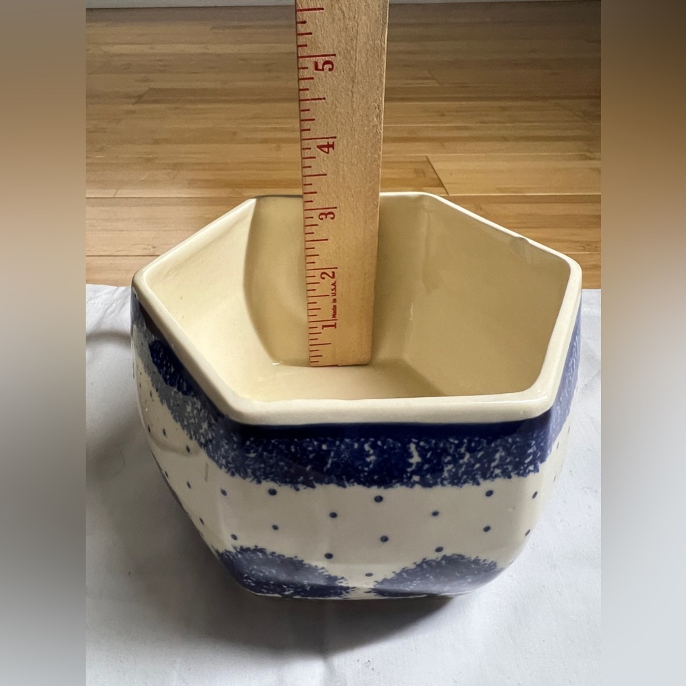 Spring inspired WIZA Polish Pottery Jar with Lid Blue&white|handmade|32|JAR|ART - Picture 5 of 16
